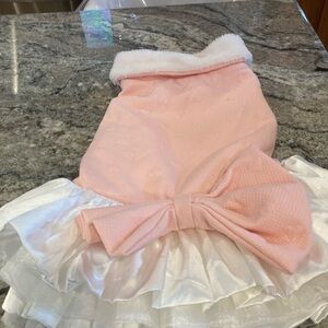 Pink and White Dog Accessory with Bow